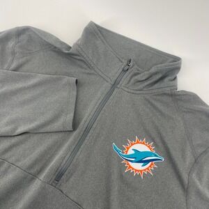 Nike Pullover Women L Gray Miami Dolphins Dri-FIT Quarter Zip Thumbhole Active